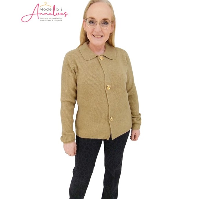 Enjoy Gebreid jasje knopen Taupe
